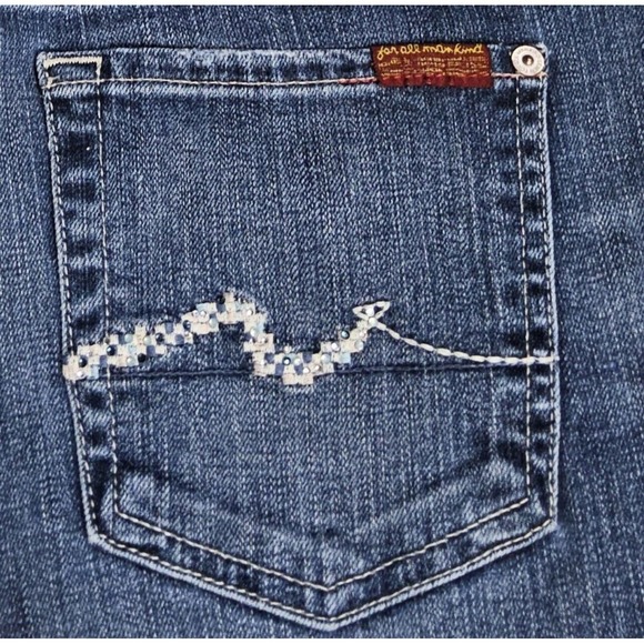 7 For All Mankind Denim - Womens 7 For All Mankind Jeans Sz 30 X 34 Tall Long T L Bootcut Rhinestone